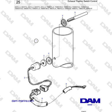 Volvo Penta AD31L / AD41L / D41L / TAMD31L-M-P / TAMD41L /TMD31L / TMD41L - Exhaust Thermo Switch Control