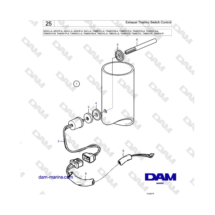 Volvo Penta AD31L / AD41L / D41L / TAMD31L-M-P / TAMD41L / TMD31L / TMD41L - Control del interruptor térmico de escape