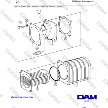 Volvo Penta AD41L-A, AD41P-A, D41L-A, TAMD41P-A, TAMD41L-A, TAMD41M-A, TMD41L-A - Oil Cooler, Components