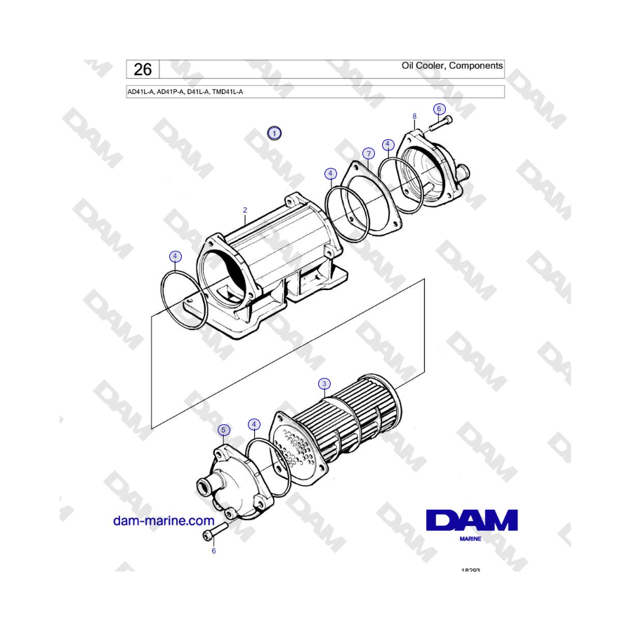 Volvo Penta AD41L-A, AD41P-A, D41L-A, TMD41L-A - Oil Cooler, Components 