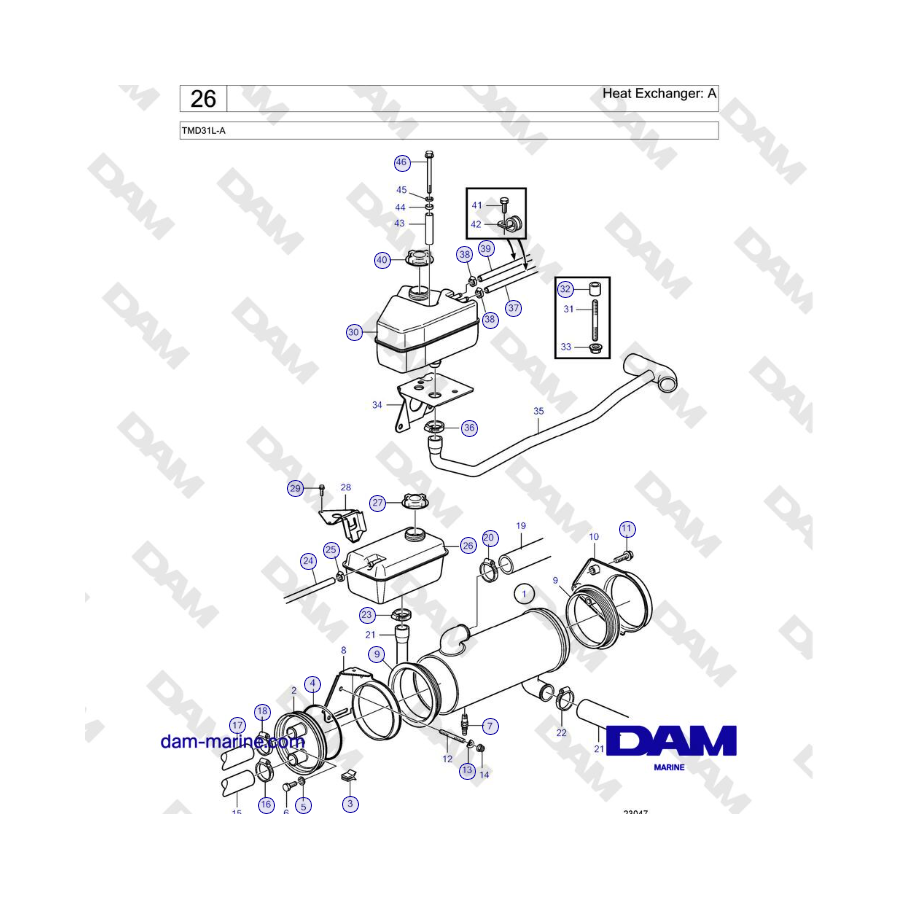Volvo Penta TMD31L-A - Heat Exchanger: A