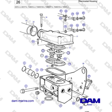 Volvo Penta AD31L-A, AD31P-A, TAMD31L-A, TAMD31M-A, TAMD31P-A, TAMD31S-A, TMD31L-A - Thermostat Housing