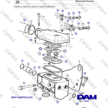 Volvo Penta TAMD41H-A, TAMD41H-B, TAMD41P-A, TAMD41L-A, TAMD41M-A - Thermostat Housing