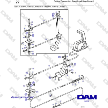 Volvo Penta AD31L-A, AD31P-A, TAMD31L-A, TAMD31M-A, TAMD31P-A, TAMD31S-A, TMD31L-A - Control Connection, Speed and Stop Control