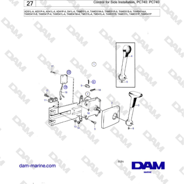 Volvo Penta AD31L/P / AD41L/P / D41L / TAMD31 / TAMD41 / TMD31 / TMD41 - Control for Side Installation, PC740: PC740