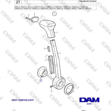 Volvo Penta AD31L/P / AD41L/P / D41L / TAMD31L/M/P/S / TAMD41H/M/L / TMD31L / TAMD41L - Handle for Control