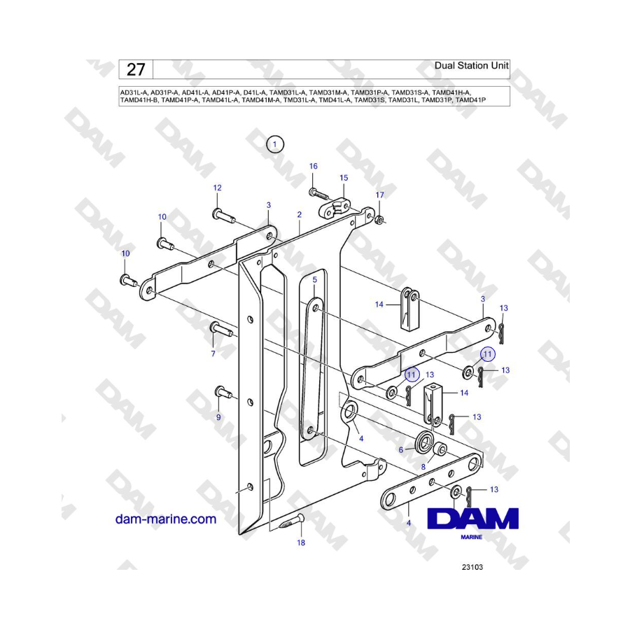 Volvo Penta AD31L/P / AD41L/P / D41L / TAMD31L/M/P/S / TAMD41H/M/L / TMD31L / TAMD41L - Unidad de doble estación