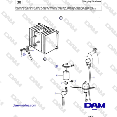 Volvo Penta AD31L/P / AD41L/P / D41L / TAMD31L/M/P/S / TAMD41H/M/L / TMD31L / TAMD41L - Charging Distributor