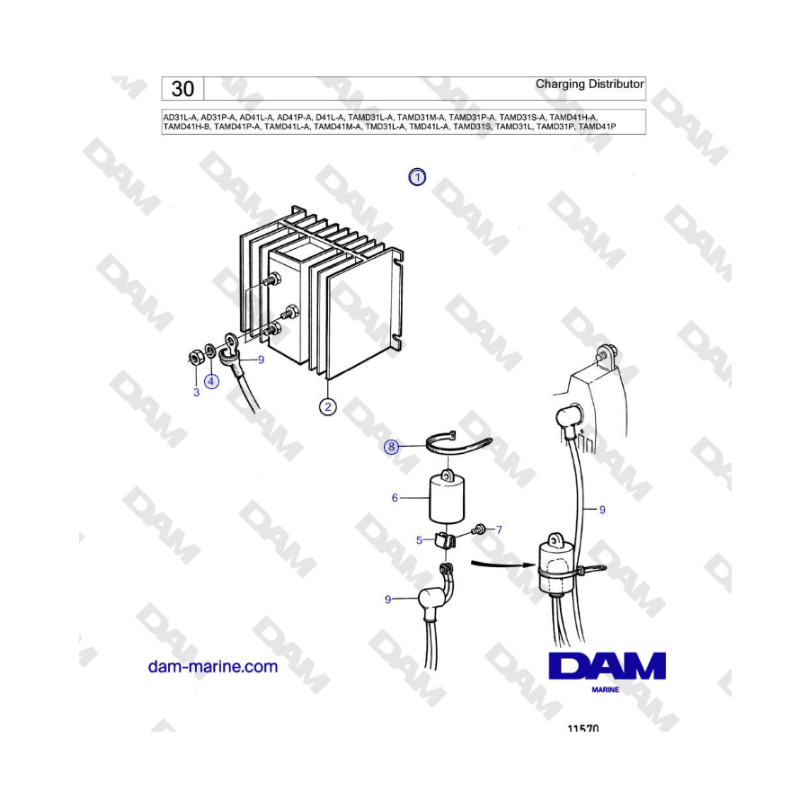 Volvo Penta AD31L/P / AD41L/P / D41L / TAMD31L/M/P/S / TAMD41H/M/L / TMD31L / TAMD41L - Distribuidor de carga
