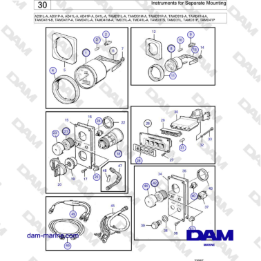 Volvo Penta AD31L/P / AD41L/P / D41L / TAMD31L/M/P/S / TAMD41H/M/L / TMD31L / TAMD41L - Instruments for Separate Mounting