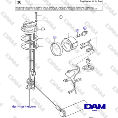 Volvo Penta AD31L/P / AD41L/P / D41L / TAMD31L/M/P/S / TAMD41H/M/L / TMD31L / TAMD41L - Tank Meter Kit for Fuel