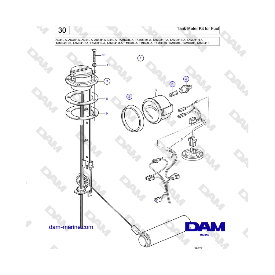 Kit de medición de combustible para Volvo Penta AD31L/P / AD41L/P / D41L / TAMD31L/M/P/S / TAMD41H/M/L / TMD31L / TAMD41L 