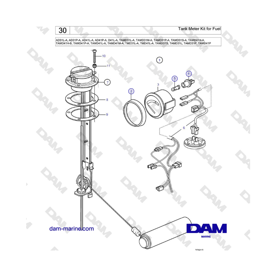 Kit de medición de combustible para Volvo Penta AD31L/P / AD41L/P / D41L / TAMD31L/M/P/S / TAMD41H/M/L / TMD31L / TAMD41L 