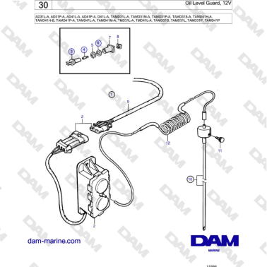 Volvo Penta AD31L/P / AD41L/P / D41L / TAMD31L/M/P/S / TAMD41H/M/L / TMD31L / TAMD41L - Oil Level Guard, 12V