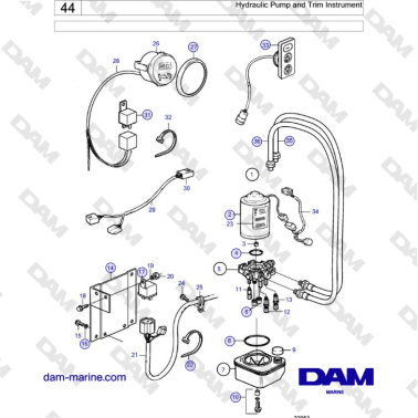 Volvo Penta AD31L/P / AD41L/P / D41L / TAMD31L/M/P/S / TAMD41H/M/L / TMD31L / TAMD41L - Hydraulic Pump and Trim Instrument