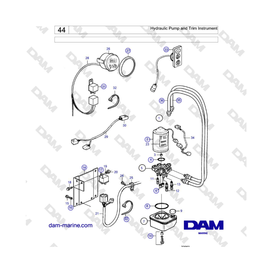 Volvo Penta AD31L/P / AD41L/P / D41L / TAMD31L/M/P/S / TAMD41H/M/L / TMD31L / TAMD41L - Hydraulic Pump and Trim Instrument