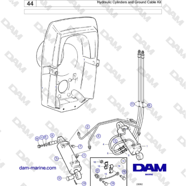 Volvo Penta AD31L/P / AD41L/P / D41L / TAMD31L/M/P/S / TAMD41H/M/L / TMD31L / TAMD41L - Hydraulic Cylinders and Ground Cable Kit