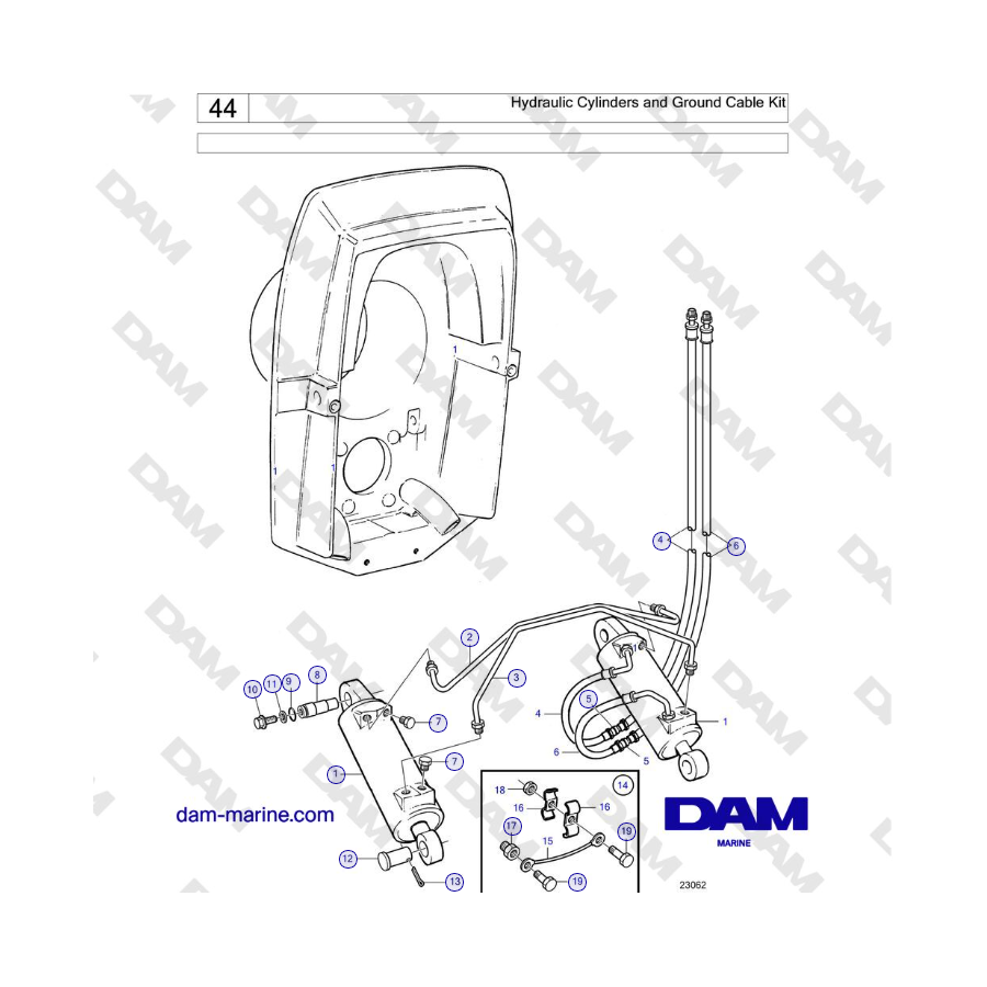 Volvo Penta AD31L/P / AD41L/P / D41L / TAMD31L/M/P/S / TAMD41H/M/L / TMD31L / TAMD41L - Hydraulic Cylinders and Ground Cable Kit