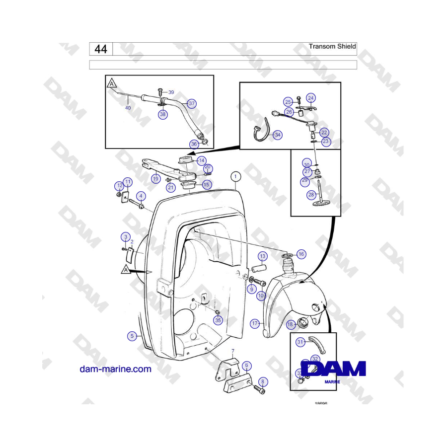 Volvo Penta AD31L/P / AD41L/P / D41L / TAMD31L/M/P/S / TAMD41H/M/L / TMD31L / TAMD41L - Transom Shield