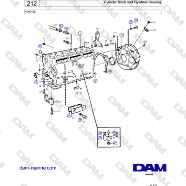 Volvo Penta KAMD42B - Cylinder Block and Flywheel Housing