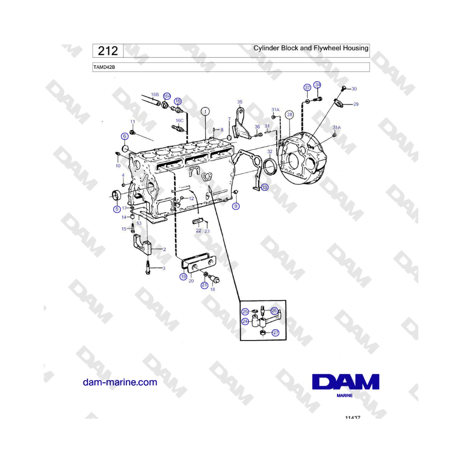 Volvo Penta TAMD42B - Cylinder Block and Flywheel Housing 