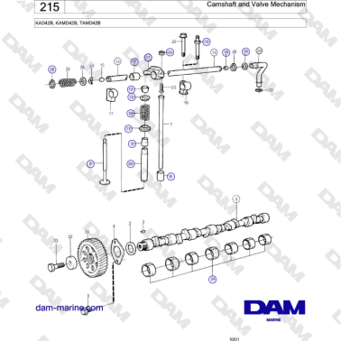 Volvo Penta KAD42B / KAMD42B / TAMD42B - Camshaft and Valve Mechanism