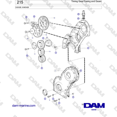 Volvo Penta KAD42B / KAMD42B - Timing Gear Casing and Gears