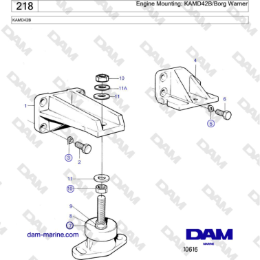 Volvo Penta KAMD42B - Engine Mounting: KAMD42B/Borg Warner