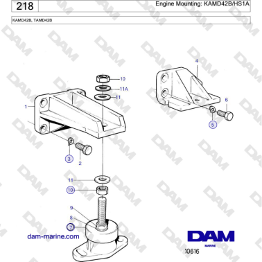 Volvo Penta KAMD42B / TAMD42B - Engine Mounting: KAMD42B/HS1A