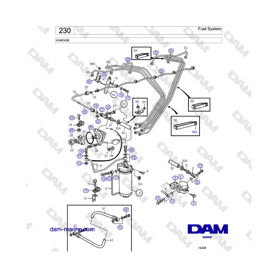 Volvo Penta KAMD42B - Sistema de combustible