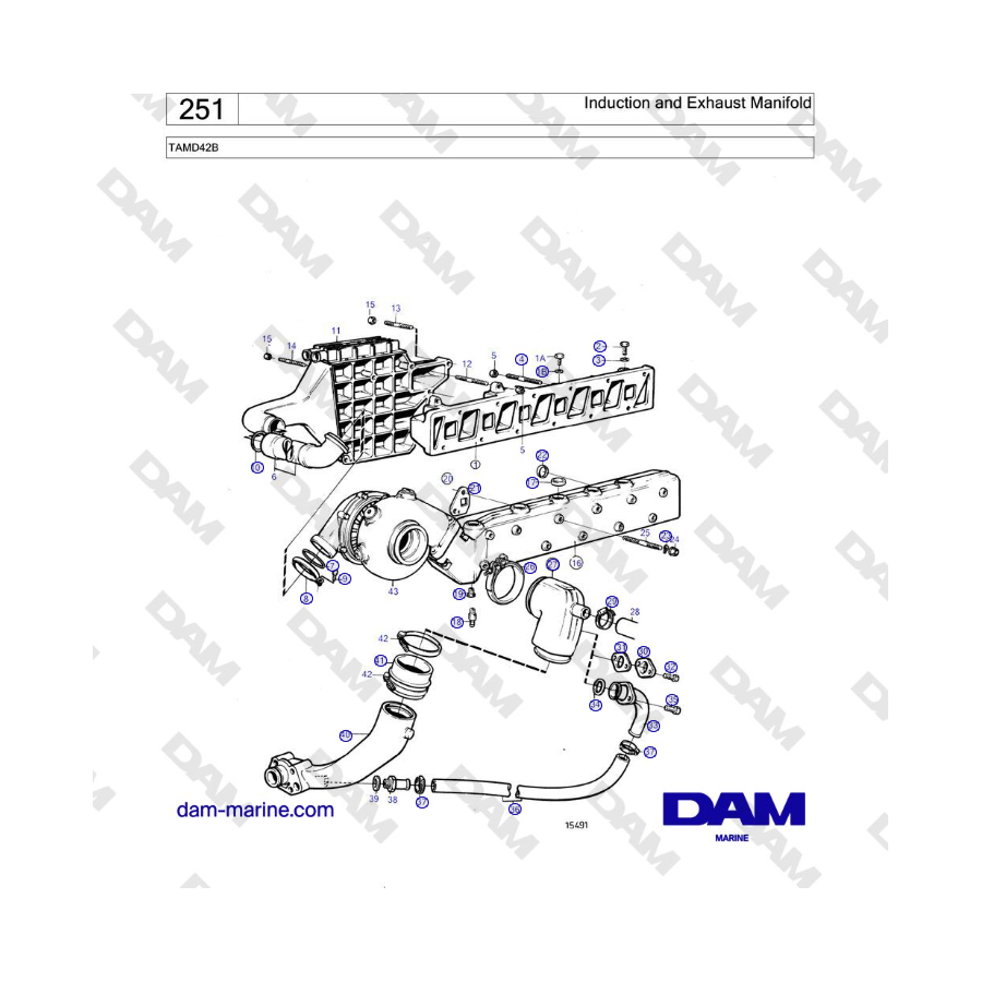Volvo Penta TAMD42B - Induction and Exhaust Manifold 