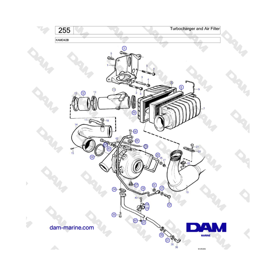 Volvo Penta KAMD42B - Turbocompresor y filtro de aire
