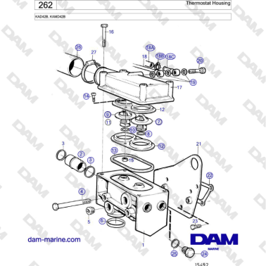Volvo Penta KAD42B / KAMD42B - Thermostat Housing