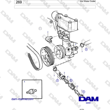 Volvo Penta KAD42B / KAMD42B / TAMD42B - Hot Water Outlet