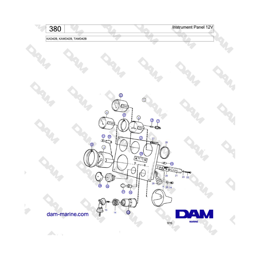 Volvo Penta KAD42B / KAMD42B / TAMD42B - Instrument Panel 12V