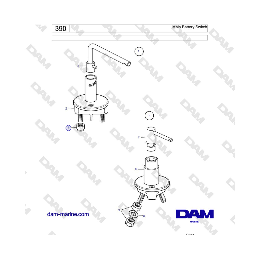 Volvo Penta KAD42B / KAMD42B / TAMD42B - Interruptor principal de batería