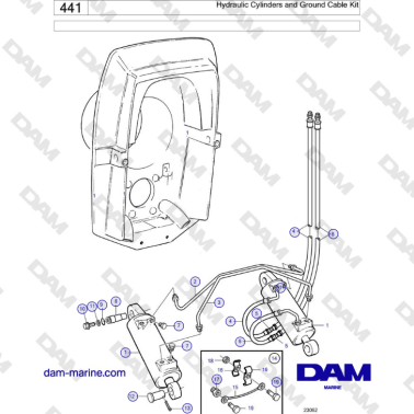 Volvo Penta KAD42B / KAMD42B / TAMD42B - Hydraulic Cylinders and Ground Cable Kit