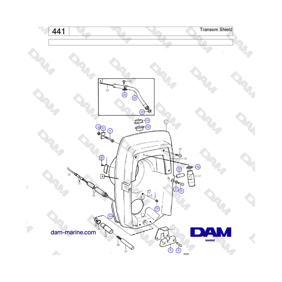 Volvo Penta KAD42B / KAMD42B / TAMD42B - Protector de espejo de popa 