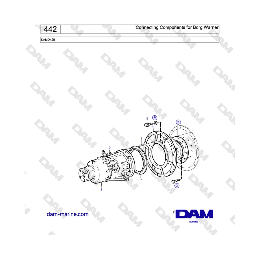 Volvo Penta KAMD42B - Componentes de conexión para Borg Warner