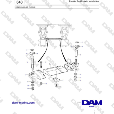 Volvo Penta KAD42B / KAMD42B / TAMD42B - Parallel Rod for twin Installation