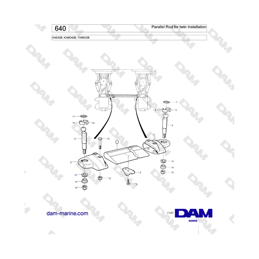 Volvo Penta KAD42B / KAMD42B / TAMD42B - Barra paralela para instalación doble