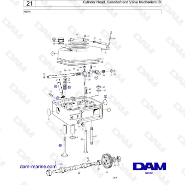 Volvo Penta MD7A - Cylinder Head, Camshaft and Valve Mechanism: B