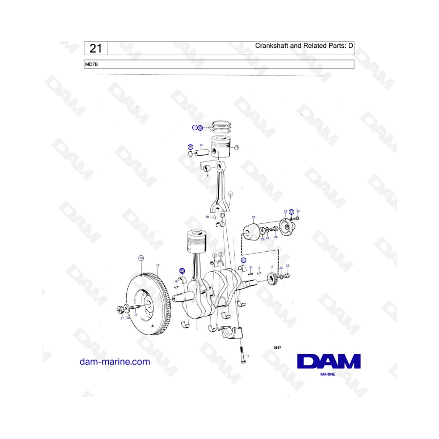 Volvo Penta MD7A - Cigüeñal y piezas relacionadas: D