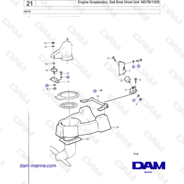 Volvo Penta MD7B - Engine Suspension, Sail Boat Drive Unit: MD7B/120S