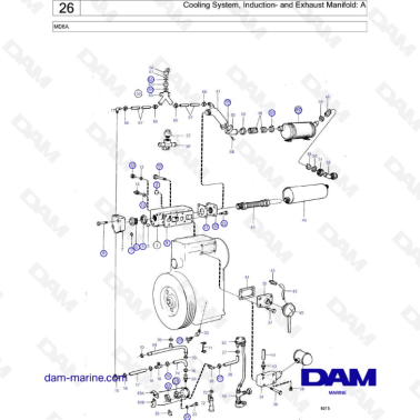 Volvo Penta MD6A - Cooling System, Induction- and Exhaust Manifold: A