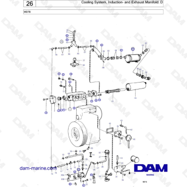 Volvo Penta MD7B - Cooling System, Induction- and Exhaust Manifold: D