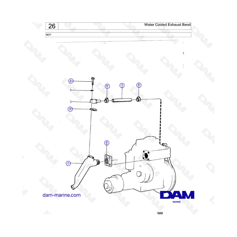 Volvo Penta MD7 - Water cooled exhaust bend
