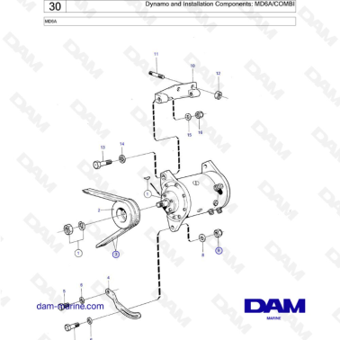 Volvo Penta MD6A - Dynamo and Installation Components: MD6A/COMBI
