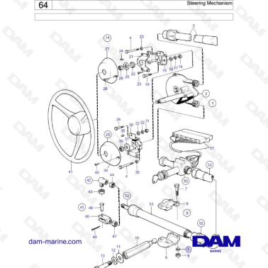 Volvo Penta MD6, MD6A, MD6B, MD7, MD7A, MD7B - Steering Mechanism