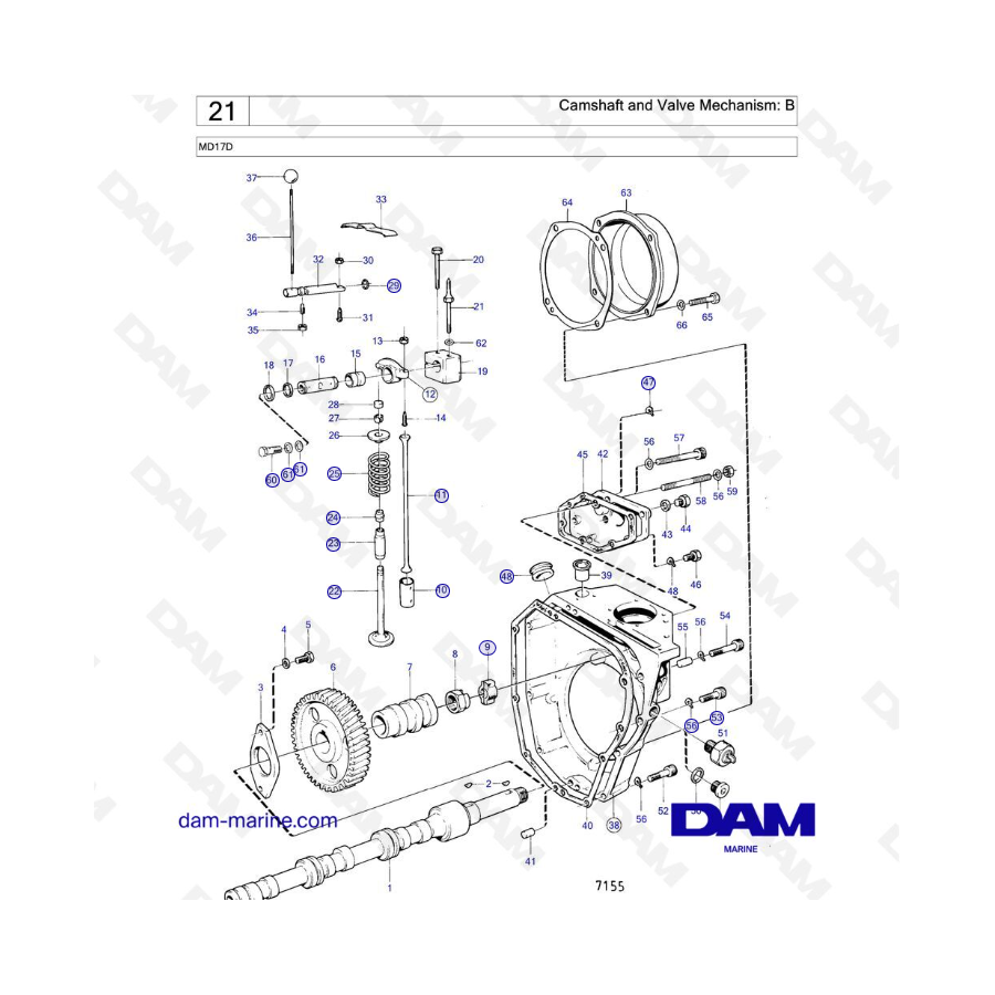 Volvo Penta MD17D - Camshaft and Valve Mechanism: B